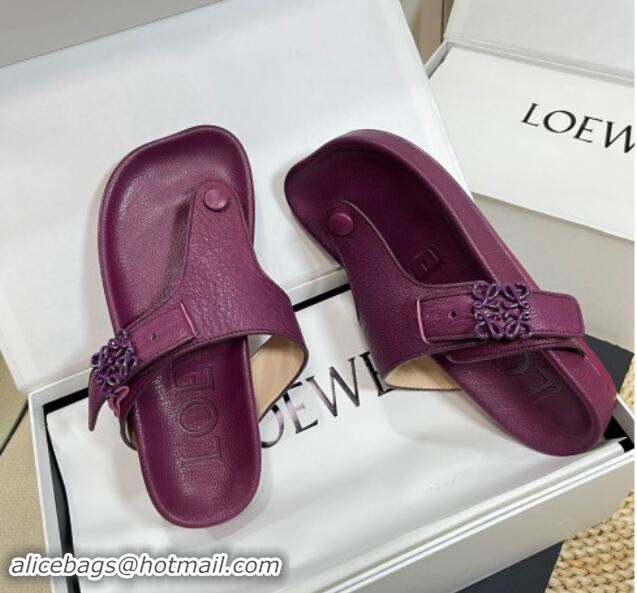 Best Product Loewe Ease Toe Post Thong Sandals in Lambskin Purple 506112