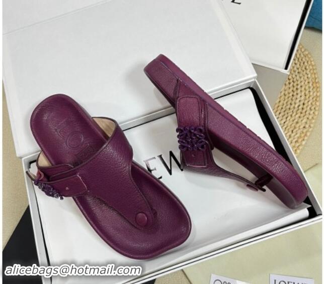 Best Product Loewe Ease Toe Post Thong Sandals in Lambskin Purple 506112