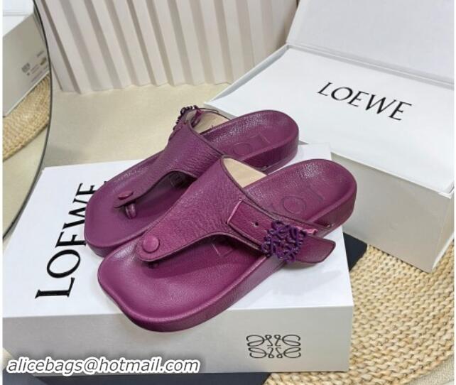 Best Product Loewe Ease Toe Post Thong Sandals in Lambskin Purple 506112