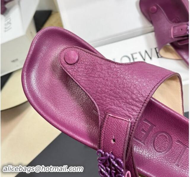 Best Product Loewe Ease Toe Post Thong Sandals in Lambskin Purple 506112