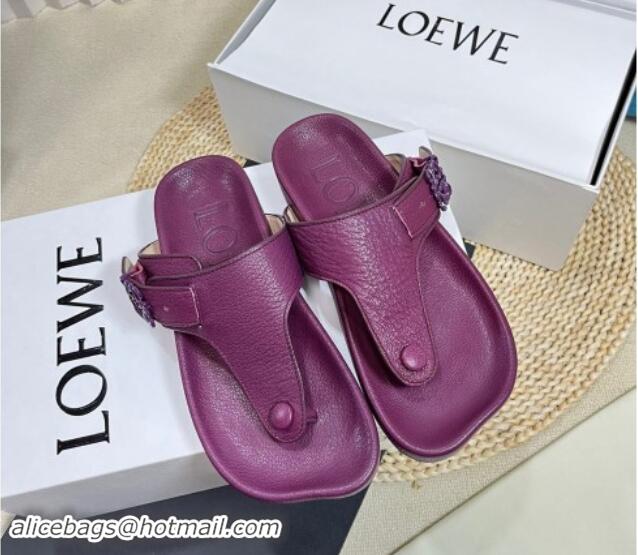 Best Product Loewe Ease Toe Post Thong Sandals in Lambskin Purple 506112