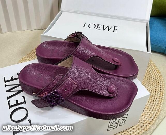 Best Product Loewe Ease Toe Post Thong Sandals in Lambskin Purple 506112