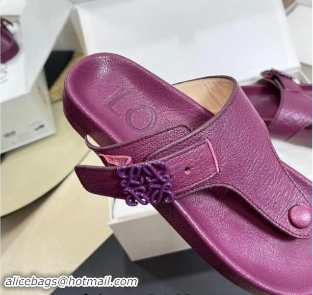 Best Product Loewe Ease Toe Post Thong Sandals in Lambskin Purple 506112