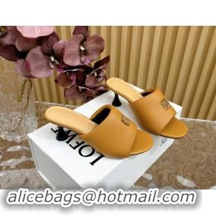 Purchase Loewe Nappa Leather Heel Slides Sandal 6cm Apricot 703061