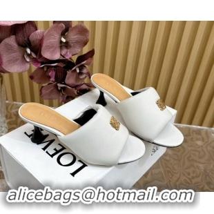 Most Popular Loewe Nappa Leather Heel Slides Sandal 6cm White 703064