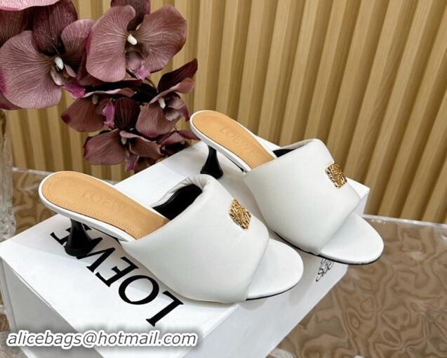 Most Popular Loewe Nappa Leather Heel Slides Sandal 6cm White 703064