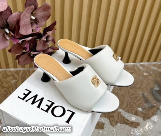 Most Popular Loewe Nappa Leather Heel Slides Sandal 6cm White 703064