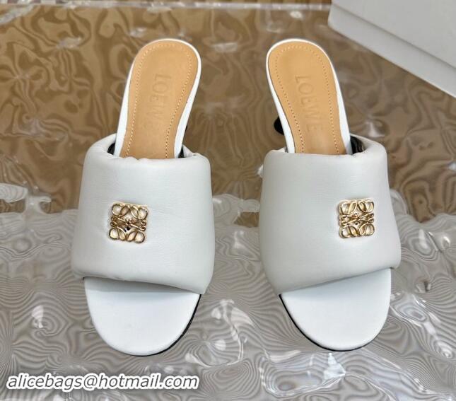 Most Popular Loewe Nappa Leather Heel Slides Sandal 6cm White 703064