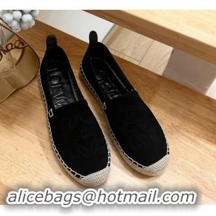 Unique Style Loewe Anagram Suede Espadrilles Flat Black 703070