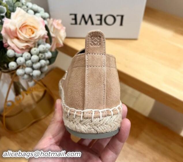 Good Looking Loewe Anagram Suede Espadrilles Flat Dark Beige 703071