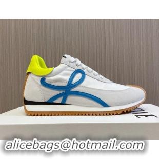 Best Product Loewe Flow Runner Sneakers in Nylon and Suede L81502 White/Blue 081502