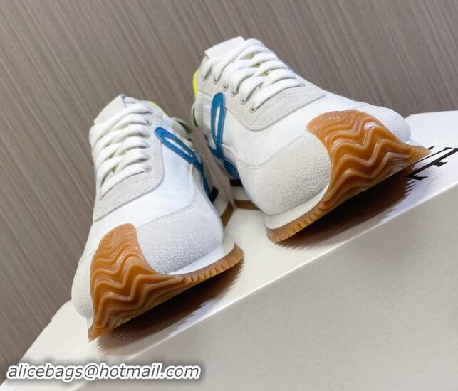 Best Product Loewe Flow Runner Sneakers in Nylon and Suede L81502 White/Blue 081502