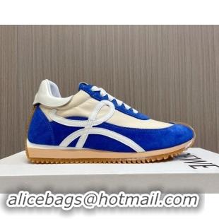 Shop Duplicate Loewe Flow Runner Sneakers in Nylon and Suede L81507 Blue/White 081507