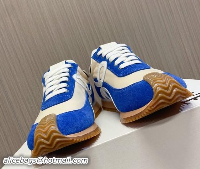 Shop Duplicate Loewe Flow Runner Sneakers in Nylon and Suede L81507 Blue/White 081507