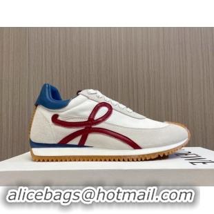 Popular Style Loewe Flow Runner Sneakers in Nylon and Suede L81508 Blue/White/Burgundy 081508