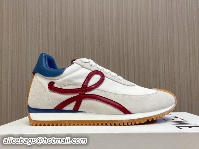 Popular Style Loewe Flow Runner Sneakers in Nylon and Suede L81508 Blue/White/Burgundy 081508