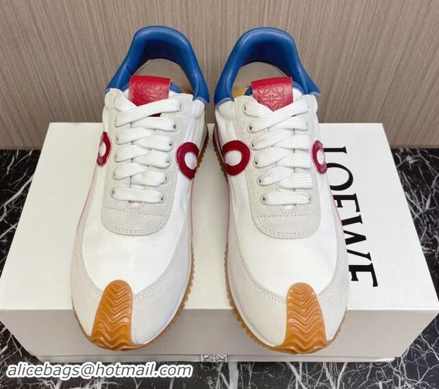 Popular Style Loewe Flow Runner Sneakers in Nylon and Suede L81508 Blue/White/Burgundy 081508