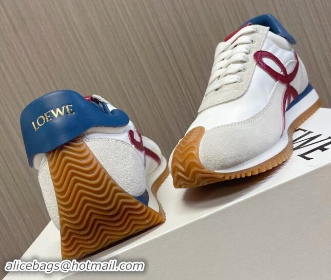 Popular Style Loewe Flow Runner Sneakers in Nylon and Suede L81508 Blue/White/Burgundy 081508