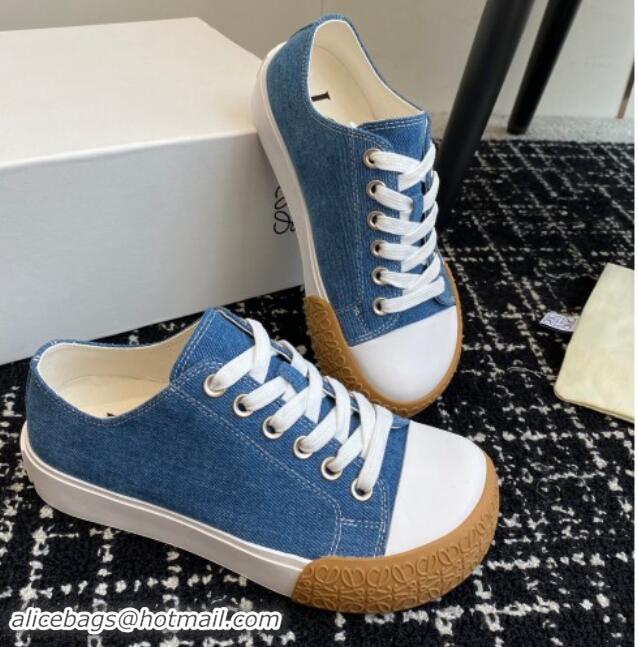 Duplicate Loewe Terra Vulca Canvas Low-top Sneakers Denim Blue 009090