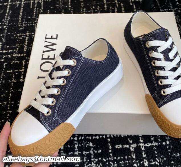 Super Quality Loewe Terra Vulca Canvas Low-top Sneakers Dark Blue 009092