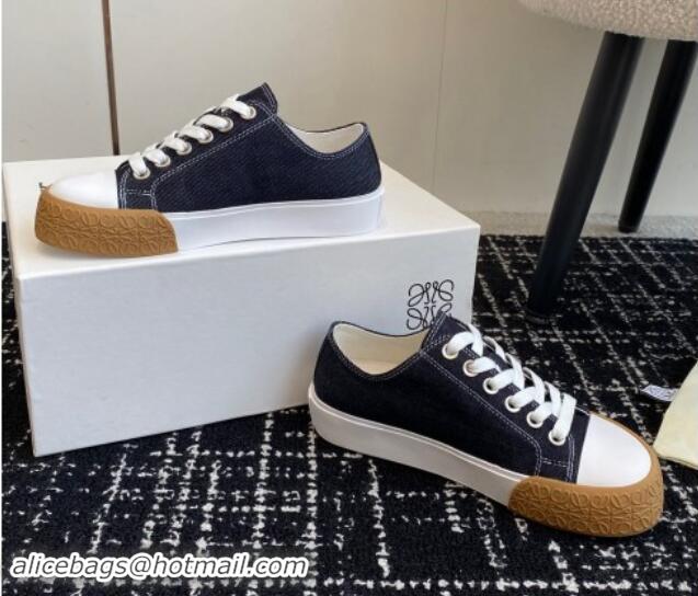 Super Quality Loewe Terra Vulca Canvas Low-top Sneakers Dark Blue 009092