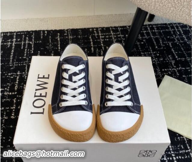 Super Quality Loewe Terra Vulca Canvas Low-top Sneakers Dark Blue 009092