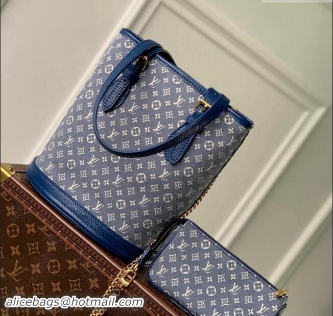 Top Grade Louis Vuitton Monogram Denim Bucket bag 0518 Blue 2023