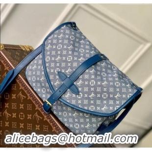 Inexpensive Louis Vuitton Monogram Denim Saumur MM Shoulder bag M40666 Blue 2023