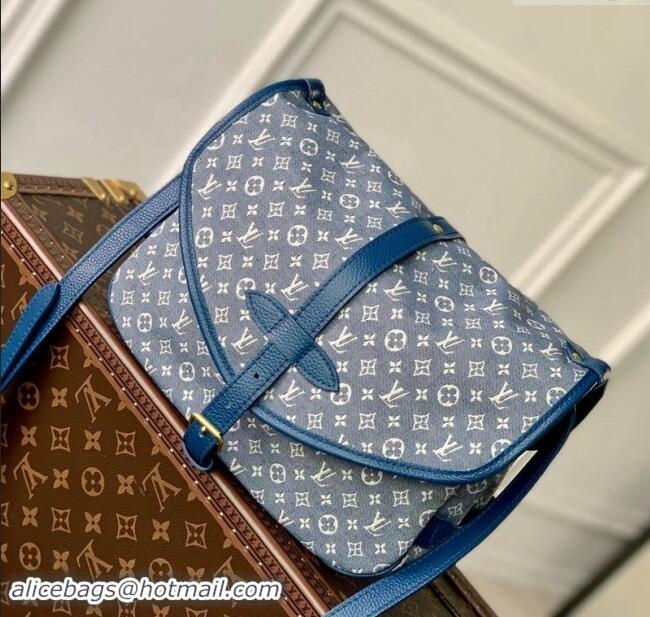 Inexpensive Louis Vuitton Monogram Denim Saumur MM Shoulder bag M40666 Blue 2023