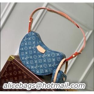 Top Design Louis Vuitton Monogram Denim Croisette MM Shoulder Bag M46856 Blue 2023