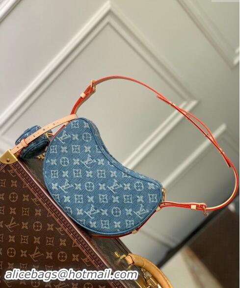 Top Design Louis Vuitton Monogram Denim Croisette MM Shoulder Bag M46856 Blue 2023