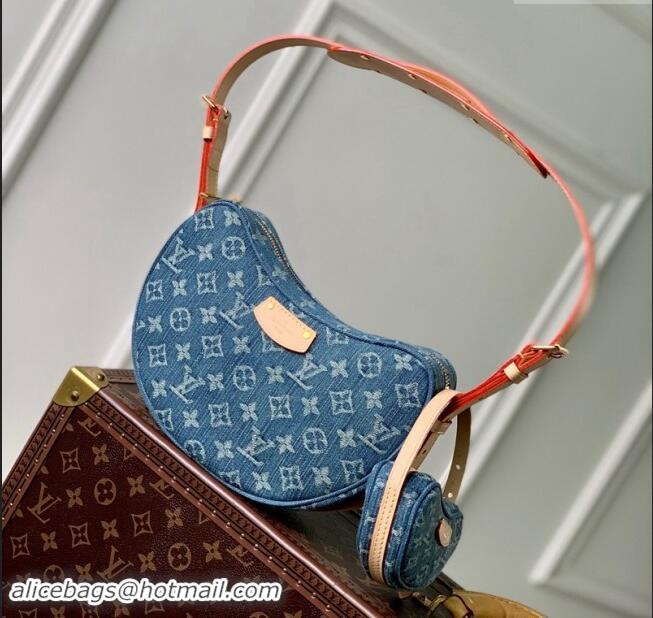 Top Design Louis Vuitton Monogram Denim Croisette MM Shoulder Bag M46856 Blue 2023