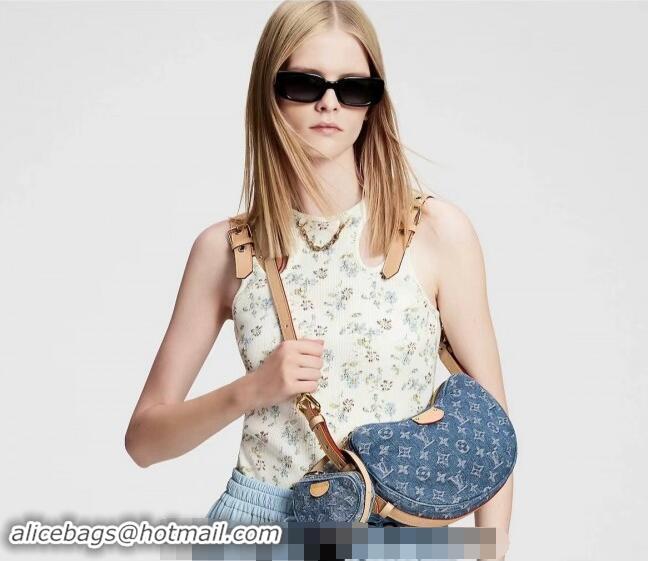 Top Design Louis Vuitton Monogram Denim Croisette MM Shoulder Bag M46856 Blue 2023