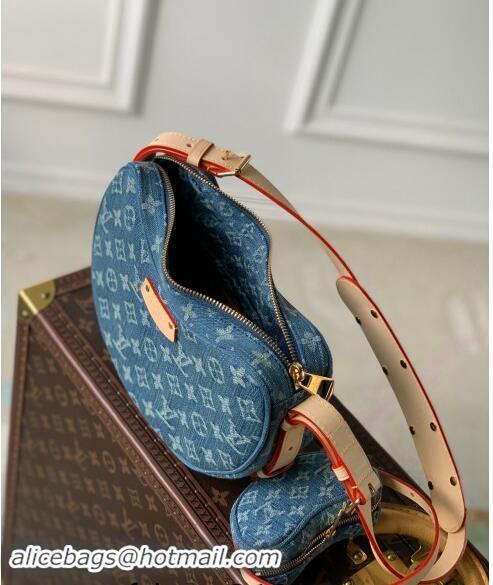 Top Design Louis Vuitton Monogram Denim Croisette MM Shoulder Bag M46856 Blue 2023