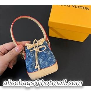 Luxurious Louis Vuitton Monogram Denim Micro Noe Bag Charm M01700 Blue 2024