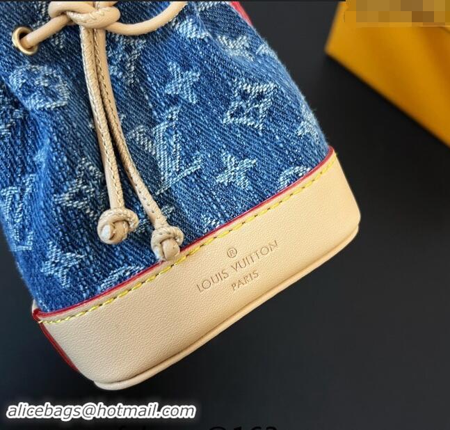 Luxurious Louis Vuitton Monogram Denim Micro Noe Bag Charm M01700 Blue 2024