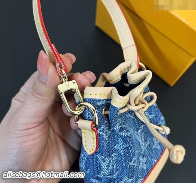 Luxurious Louis Vuitton Monogram Denim Micro Noe Bag Charm M01700 Blue 2024