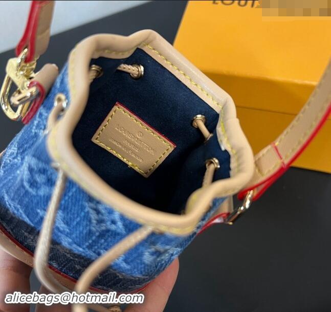 Luxurious Louis Vuitton Monogram Denim Micro Noe Bag Charm M01700 Blue 2024