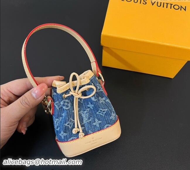 Luxurious Louis Vuitton Monogram Denim Micro Noe Bag Charm M01700 Blue 2024