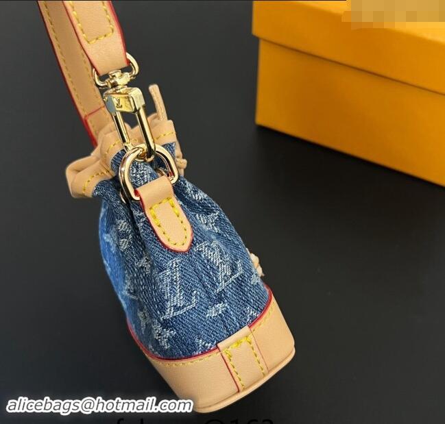 Luxurious Louis Vuitton Monogram Denim Micro Noe Bag Charm M01700 Blue 2024