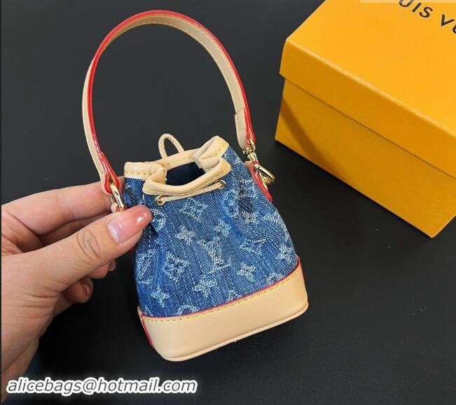 Luxurious Louis Vuitton Monogram Denim Micro Noe Bag Charm M01700 Blue 2024