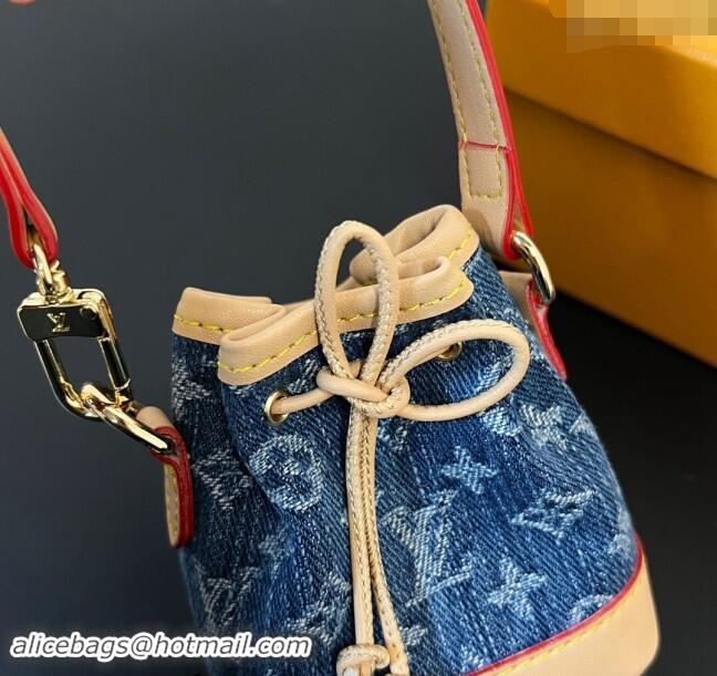 Luxurious Louis Vuitton Monogram Denim Micro Noe Bag Charm M01700 Blue 2024