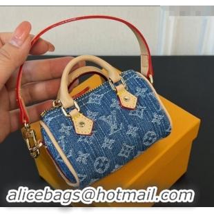 Well Crafted Louis Vuitton Monogram Denim Micro Speedy Bag Charm M01701 Blue 2024