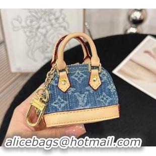 Best Price Louis Vuitton Monogram Denim Micro Alma Key Holder and Bag Charm 0513 Blue 2024