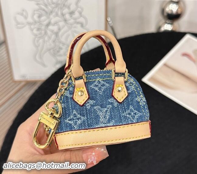 Best Price Louis Vuitton Monogram Denim Micro Alma Key Holder and Bag Charm 0513 Blue 2024