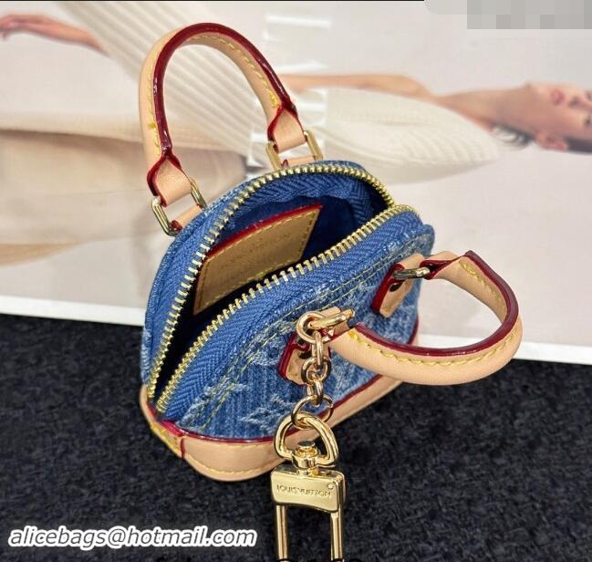 Best Price Louis Vuitton Monogram Denim Micro Alma Key Holder and Bag Charm 0513 Blue 2024