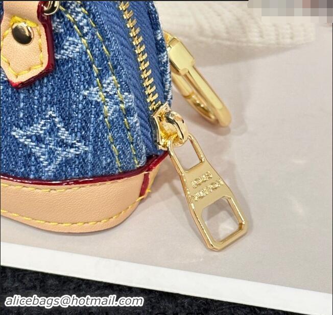 Best Price Louis Vuitton Monogram Denim Micro Alma Key Holder and Bag Charm 0513 Blue 2024