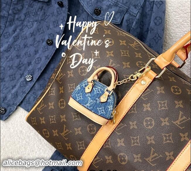 Best Price Louis Vuitton Monogram Denim Micro Alma Key Holder and Bag Charm 0513 Blue 2024