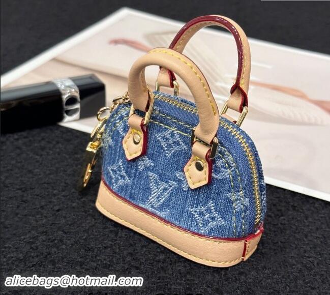 Best Price Louis Vuitton Monogram Denim Micro Alma Key Holder and Bag Charm 0513 Blue 2024