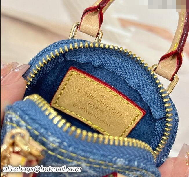 Best Price Louis Vuitton Monogram Denim Micro Alma Key Holder and Bag Charm 0513 Blue 2024